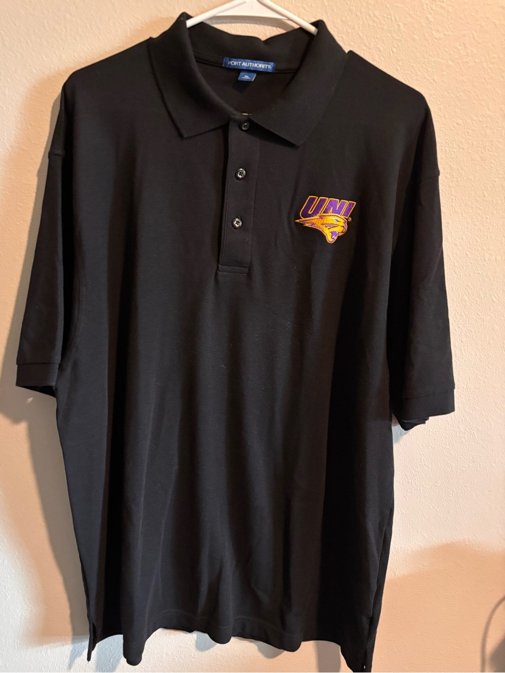 UNI Black Polo Shirt with Embroidered Logo Size XL PORT AUTHORITY